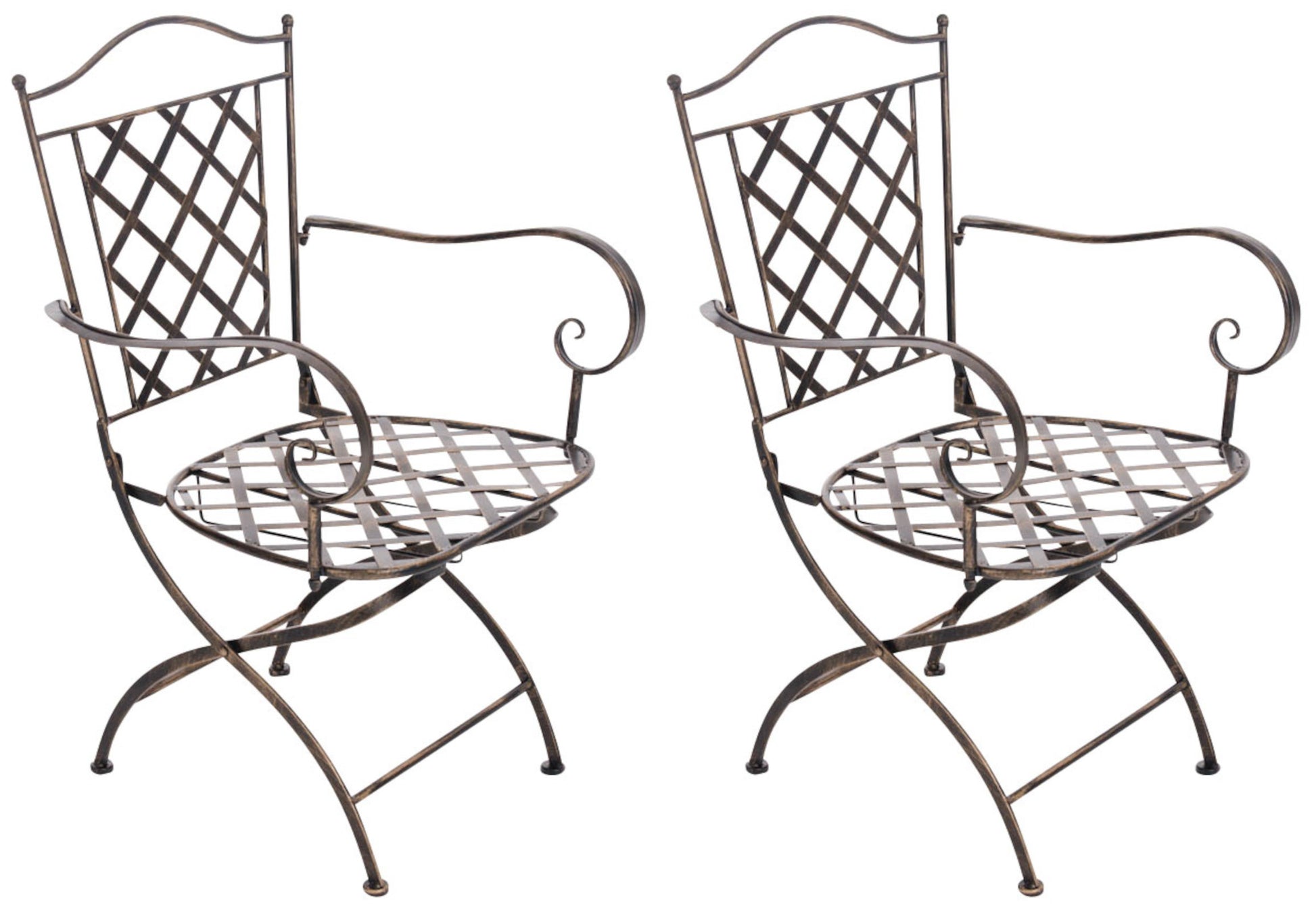 Set van 2 Sierlijke Tuinstoelen - Nostalgische Blikvangers - Handgemaakte Stabiele IJzeren Stoelen Kleur brons