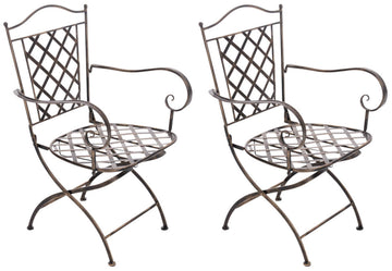 Set van 2 Sierlijke Tuinstoelen - Nostalgische Blikvangers - Handgemaakte Stabiele IJzeren Stoelen Kleur brons