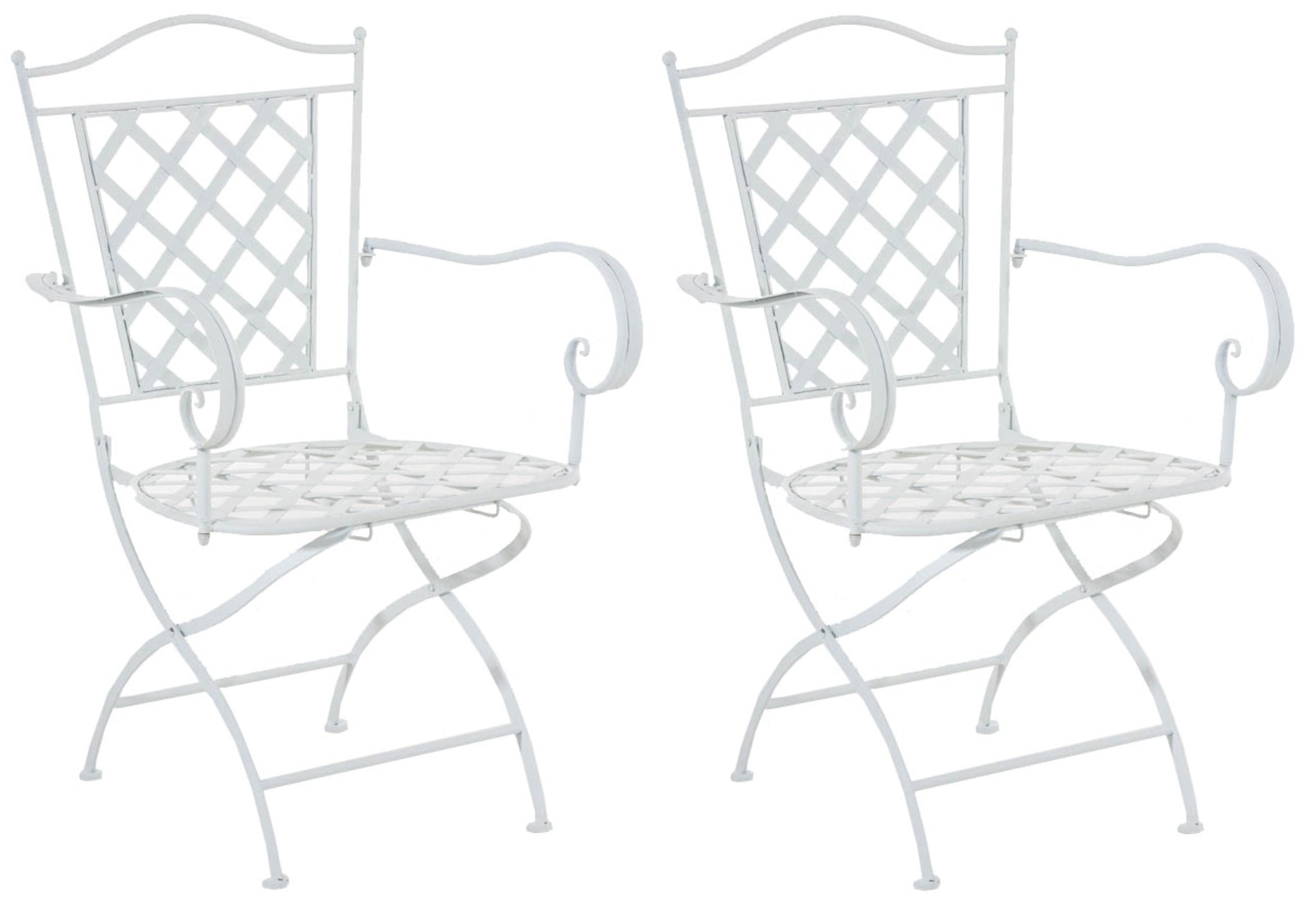 Set van 2 Tuinstoelen - Nostalgische Terrasstoelen - Stabiel Handgemaakt Ijzer Kleur wit