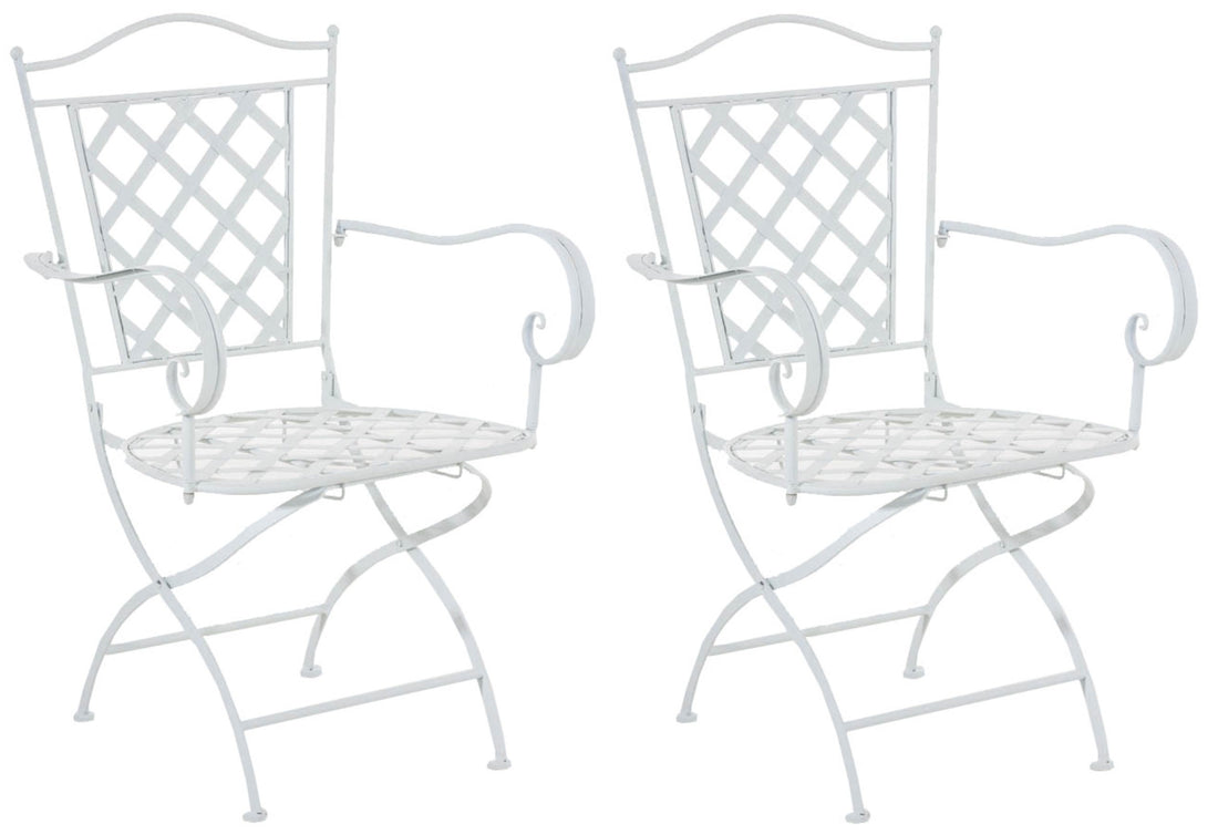 Set van 2 Tuinstoelen - Nostalgische Terrasstoelen - Stabiel Handgemaakt Ijzer Kleur wit