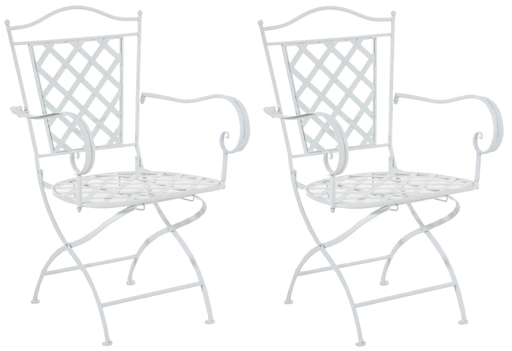Set van 2 Tuinstoelen - Nostalgische Terrasstoelen - Stabiel Handgemaakt Ijzer Kleur wit