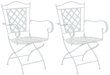 Set van 2 Tuinstoelen - Nostalgische Terrasstoelen - Stabiel Handgemaakt Ijzer Kleur wit