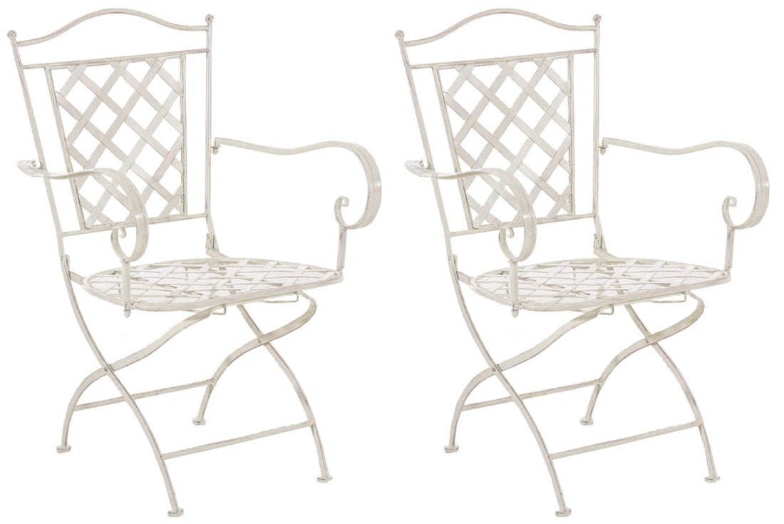 Set van 2 Nostalgische Tuinstoelen - Elegante Stoelen - Handgemaakte Stabiliteit Kleur antiek-crème