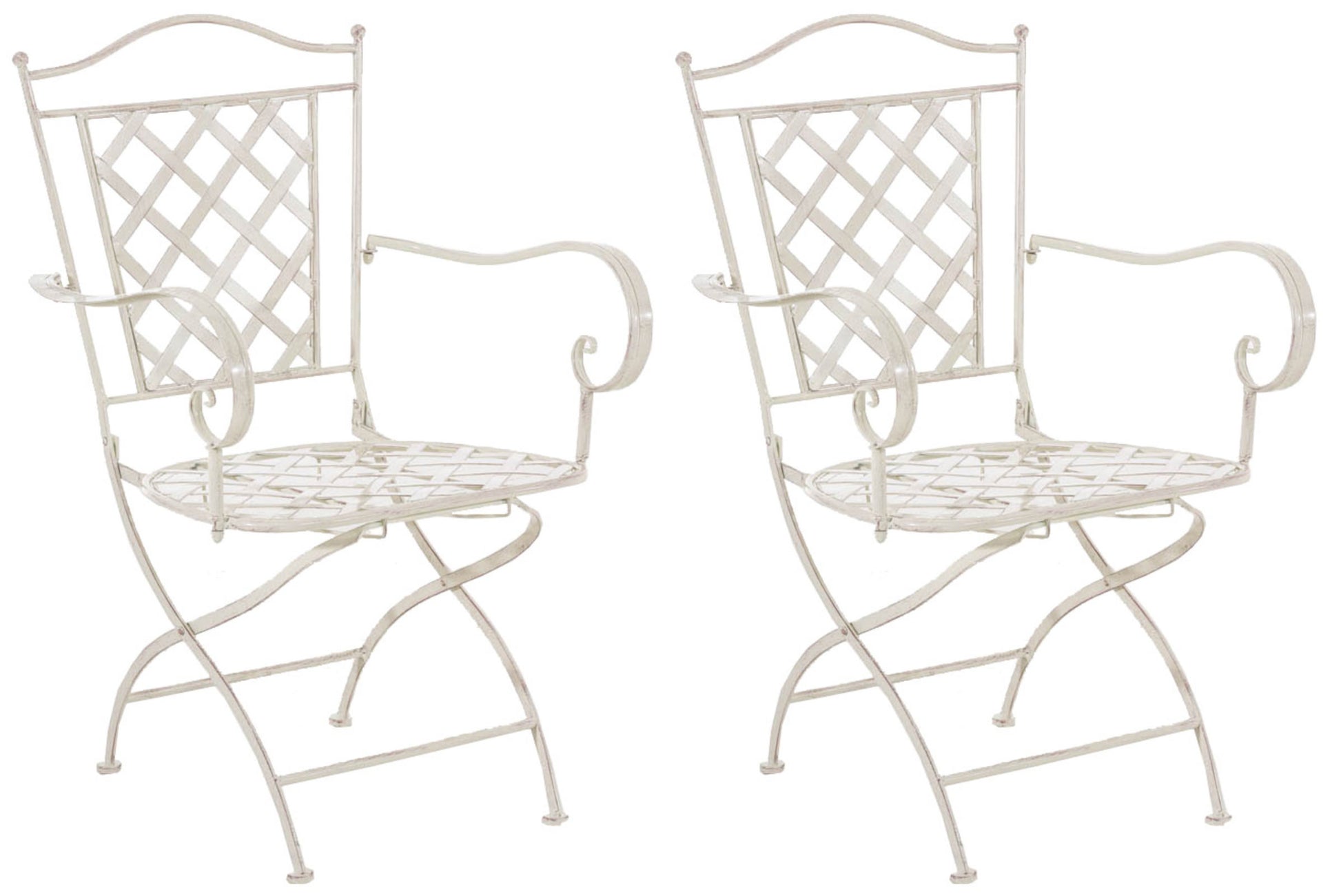 Set van 2 Nostalgische Tuinstoelen - Elegante Stoelen - Handgemaakte Stabiliteit Kleur antiek-crème