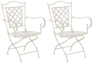 Set van 2 Nostalgische Tuinstoelen - Elegante Stoelen - Handgemaakte Stabiliteit Kleur antiek-crème