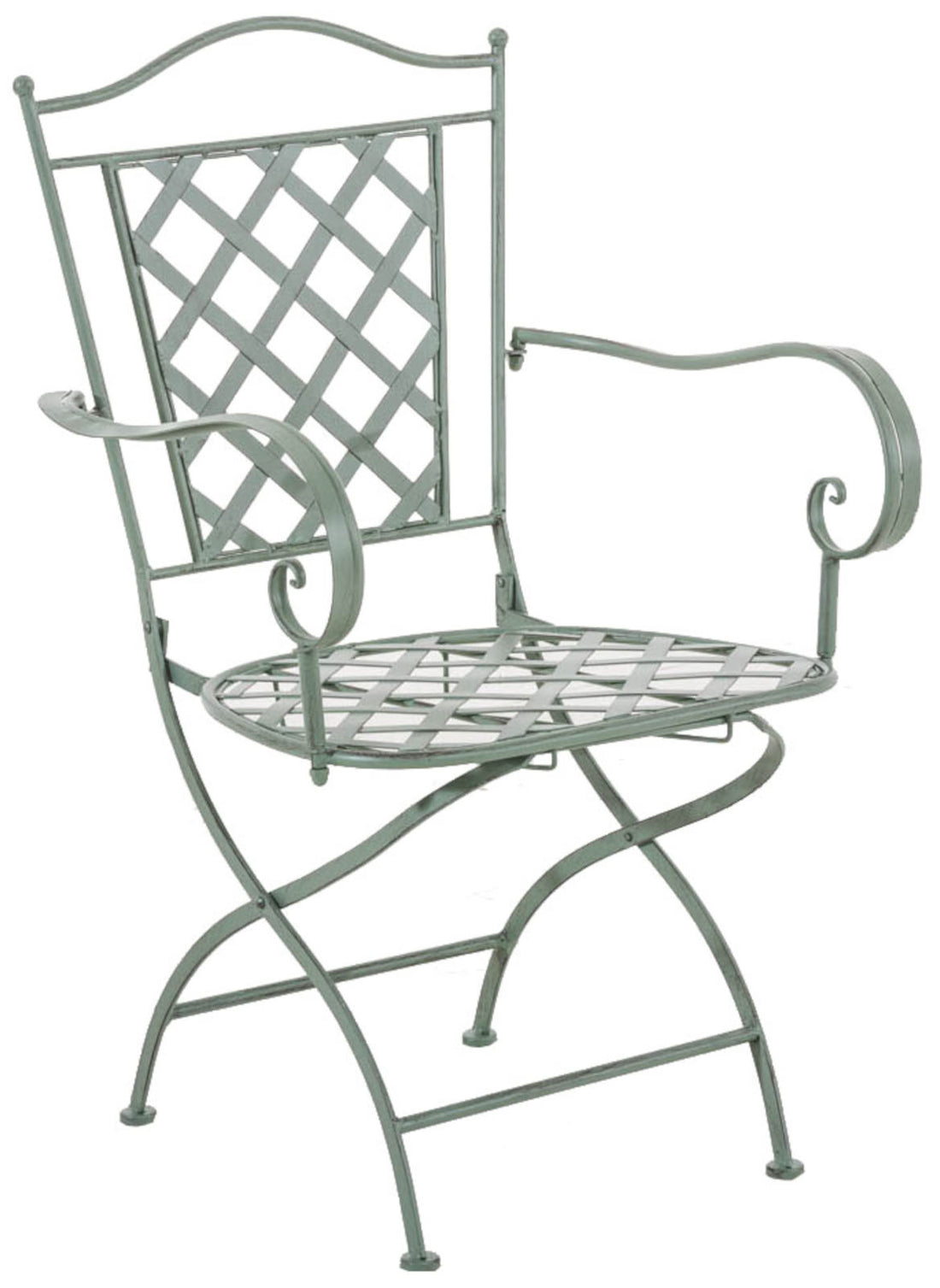 Set van 2 Antieke Tuinstoelen - Nostalgische Stoelen - Stevig Handgemaakt Ijzer Kleur antiek-groen