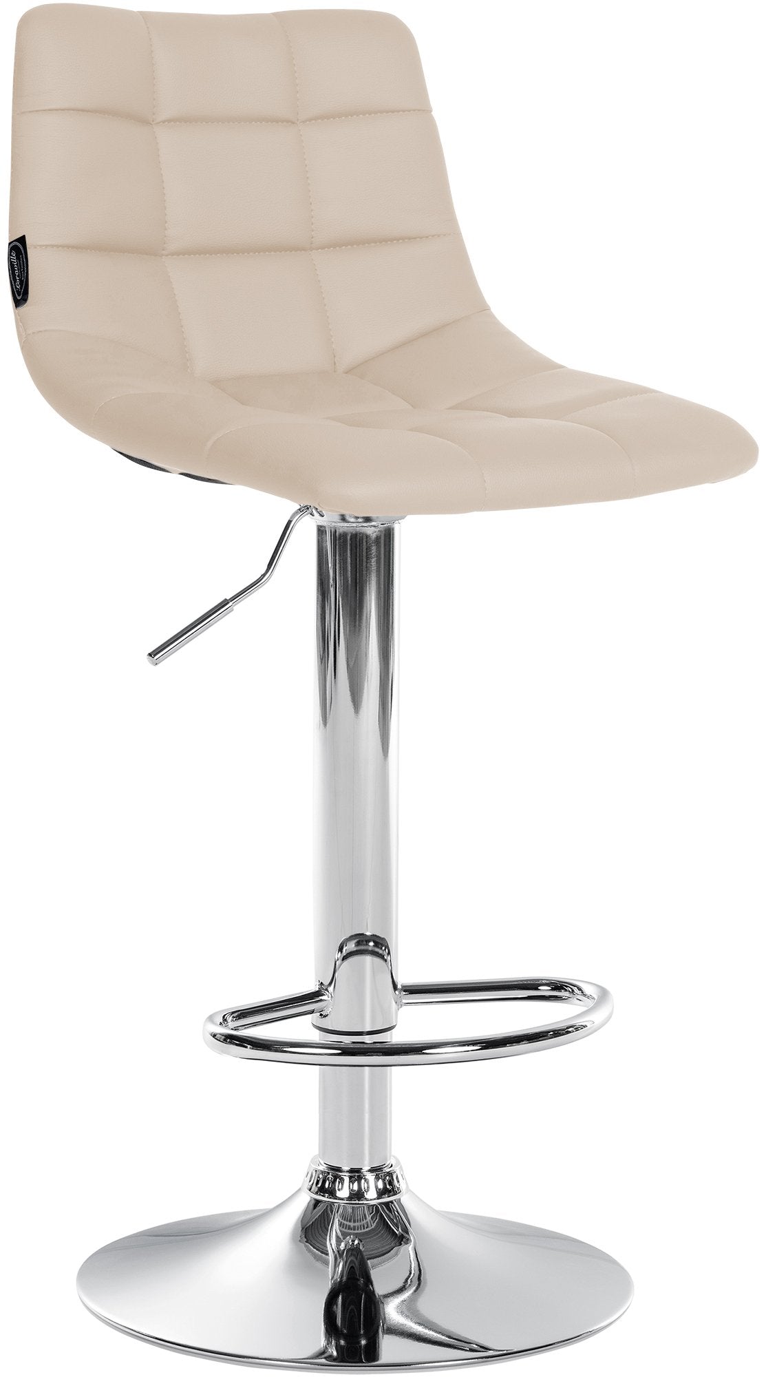Verstelbare Barstoel Kunstleer - Barkruk - Comfort & 360° Draaibaarheidsoptie Kleur crème Onderstel Kleur chroom