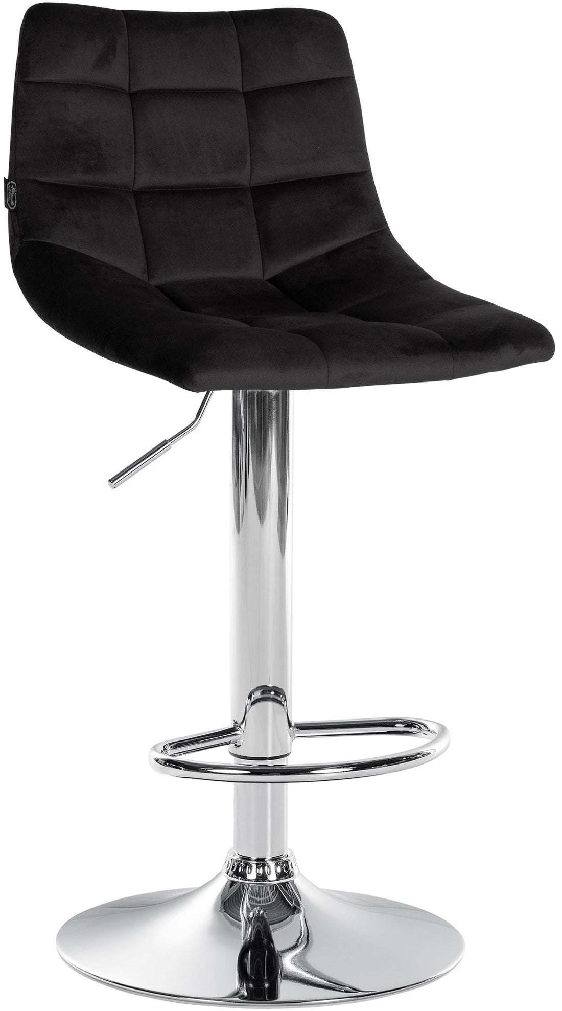 Verstelbare Fluwelen Barkruk - Elegante Kruk - 360° Draaibaar Comfort Kleur zwart Onderstel Kleur chroom