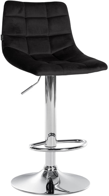 Verstelbare Fluwelen Barkruk - Elegante Kruk - 360° Draaibaar Comfort Kleur zwart Onderstel Kleur chroom