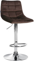 Verstelbare Fluwelen Barkruk - Elegante Kruk - 360° Draaibaar Comfort Kleur bruin Onderstel Kleur chroom