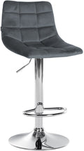 Verstelbare Fluwelen Barkruk - Elegante Kruk - 360° Draaibaar Comfort Kleur donkergrijs Onderstel Kleur chroom