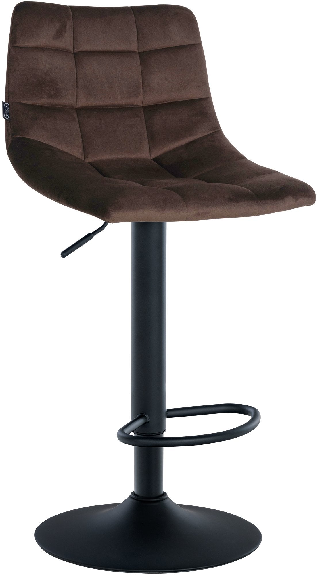 Verstelbare Fluwelen Barkruk - Elegante Kruk - 360° Draaibaar Comfort Kleur bruin Onderstel Kleur zwart