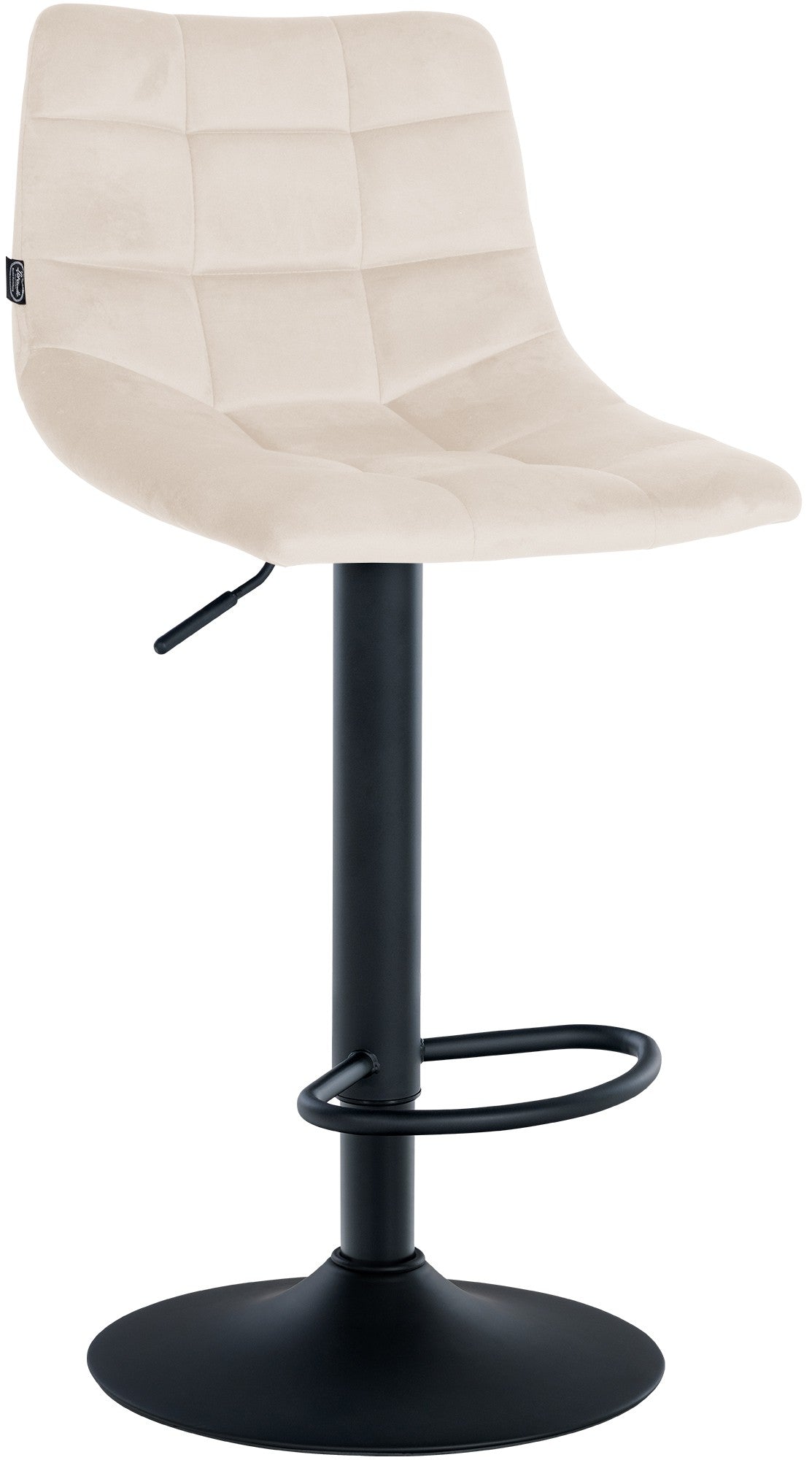 Verstelbare Fluwelen Barkruk - Elegante Kruk - 360° Draaibaar Comfort Kleur crème Onderstel Kleur zwart