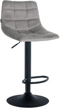 Verstelbare Fluwelen Barkruk - Elegante Kruk - 360° Draaibaar Comfort Kleur grijs Onderstel Kleur zwart