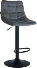 Verstelbare Fluwelen Barkruk - Elegante Kruk - 360° Draaibaar Comfort Kleur donkergrijs Onderstel Kleur zwart
