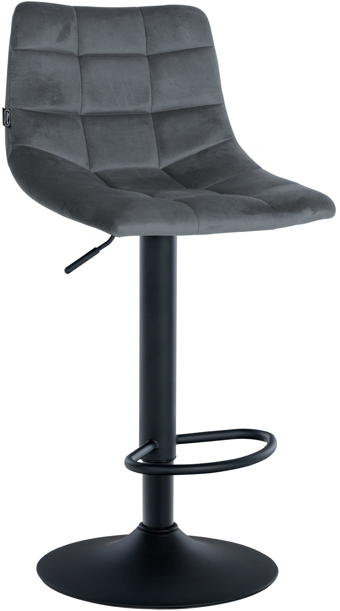Verstelbare Fluwelen Barkruk - Elegante Kruk - 360° Draaibaar Comfort Kleur donkergrijs Onderstel Kleur zwart