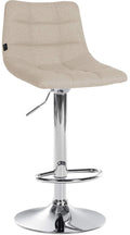 Verstelbare Barstoel - Kruk - 360° Draaibaar & Comfort, Elegante Klassieke Bekleding Kleur crème Onderstel Kleur chroom