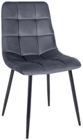 Eetkamerstoel - Dining Chair - Comfortabele Rugleuning - Onderhoudsvriendelijk Materiaal zacht Kleur donkergrijs