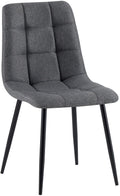 Eetkamerstoel, Keukenstoel, Comfortabele Zitting, Modern Design - Matzwart Onderstel Kleur donkergrijs
