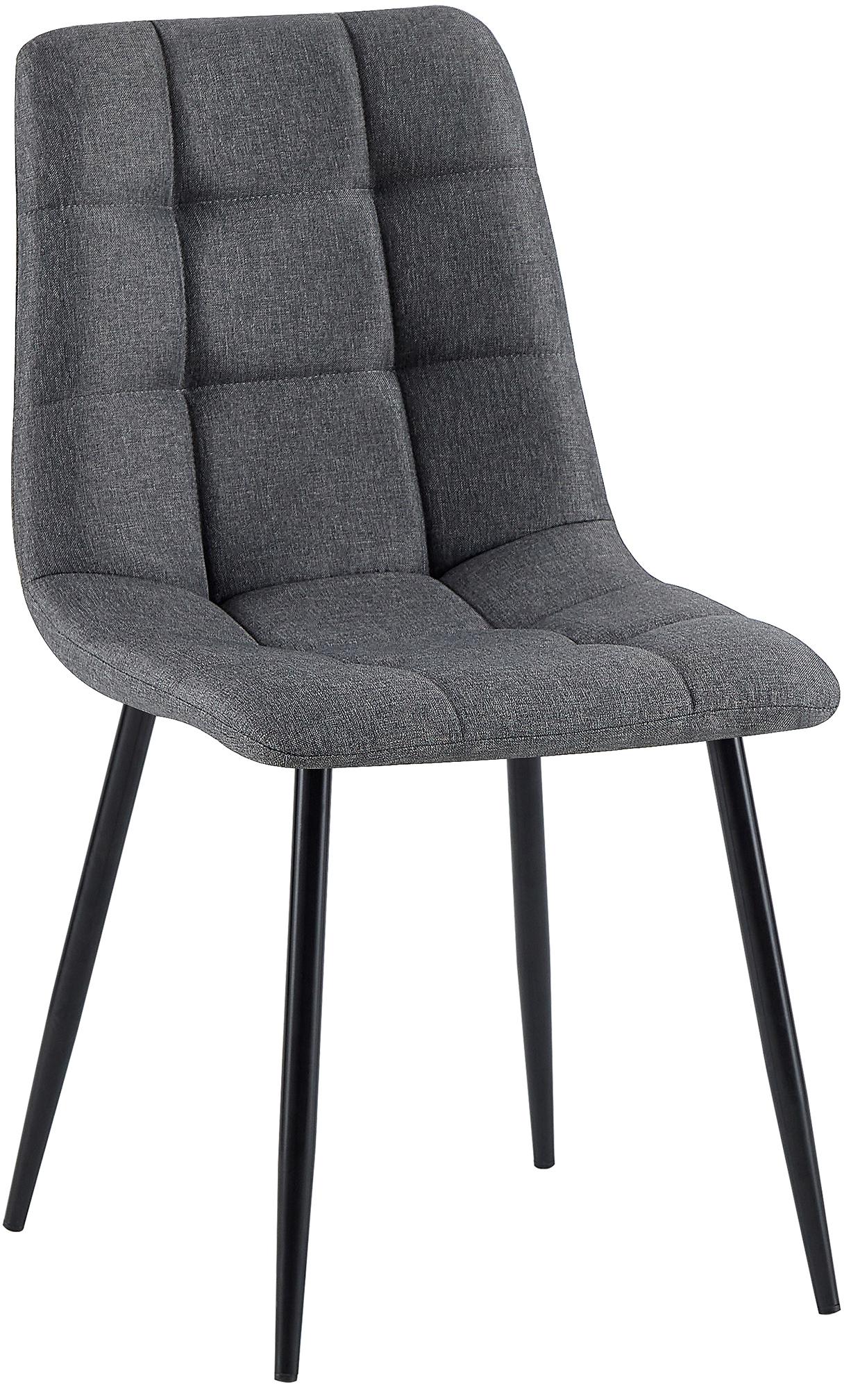 Eetkamerstoel, Keukenstoel, Comfortabele Zitting, Modern Design - Matzwart Onderstel Kleur donkergrijs