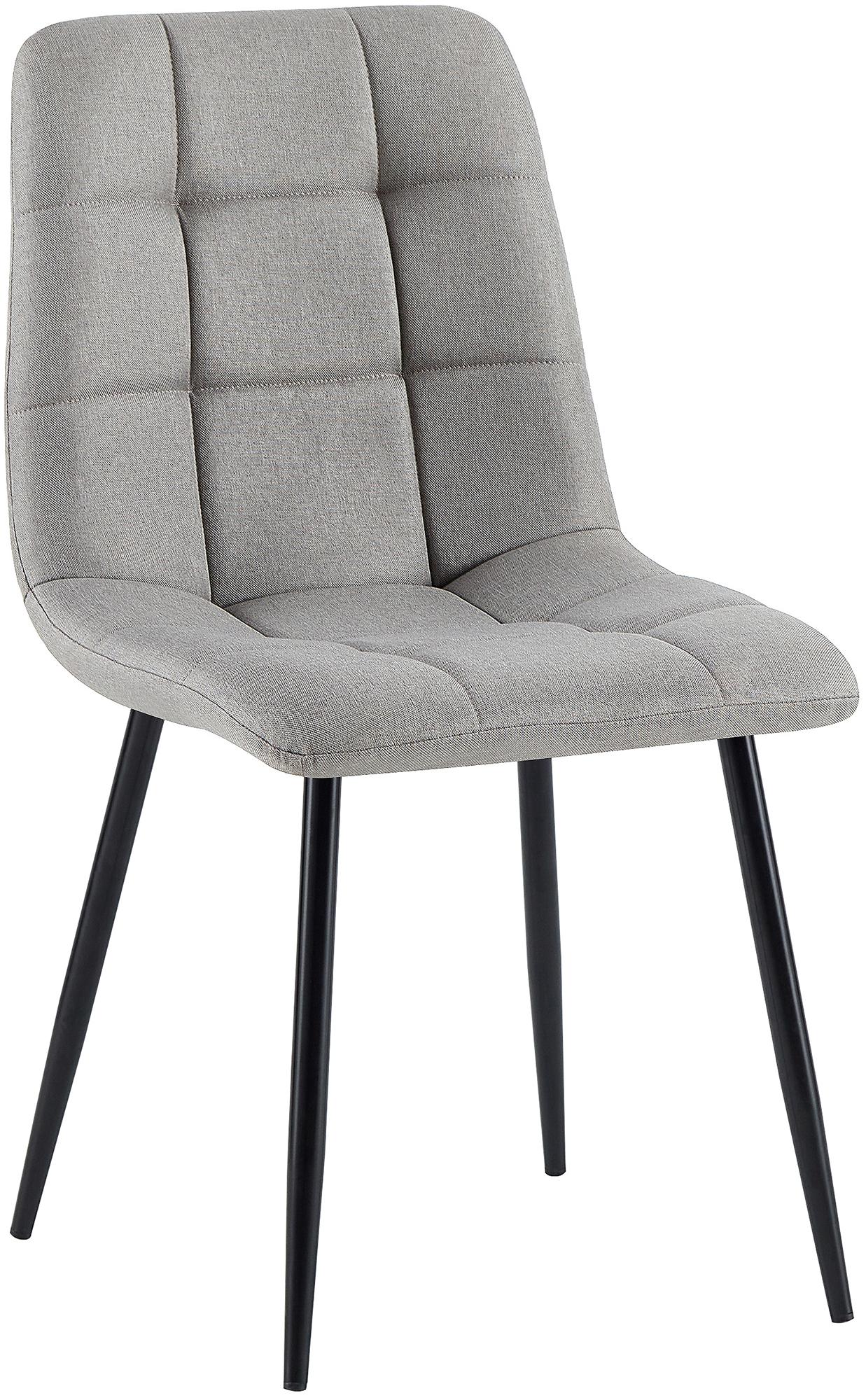 Eetkamerstoel, Keukenstoel, Comfortabele Zitting, Modern Design - Matzwart Onderstel Kleur lichtgrijs