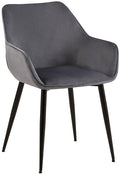 Eetkamerstoel - Comfortabele Luxe - Robuust Metaal Frame Kleur donkergrijs Materiaal zacht