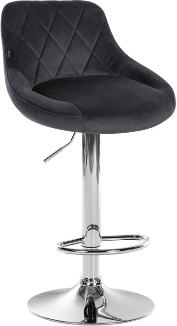 Fluwelen Barhocker - Elegante Kruk - 360° Draaibare Zitting met Gaslift en Voetensteun Kleur donkergrijs Onderstel Kleur chroom
