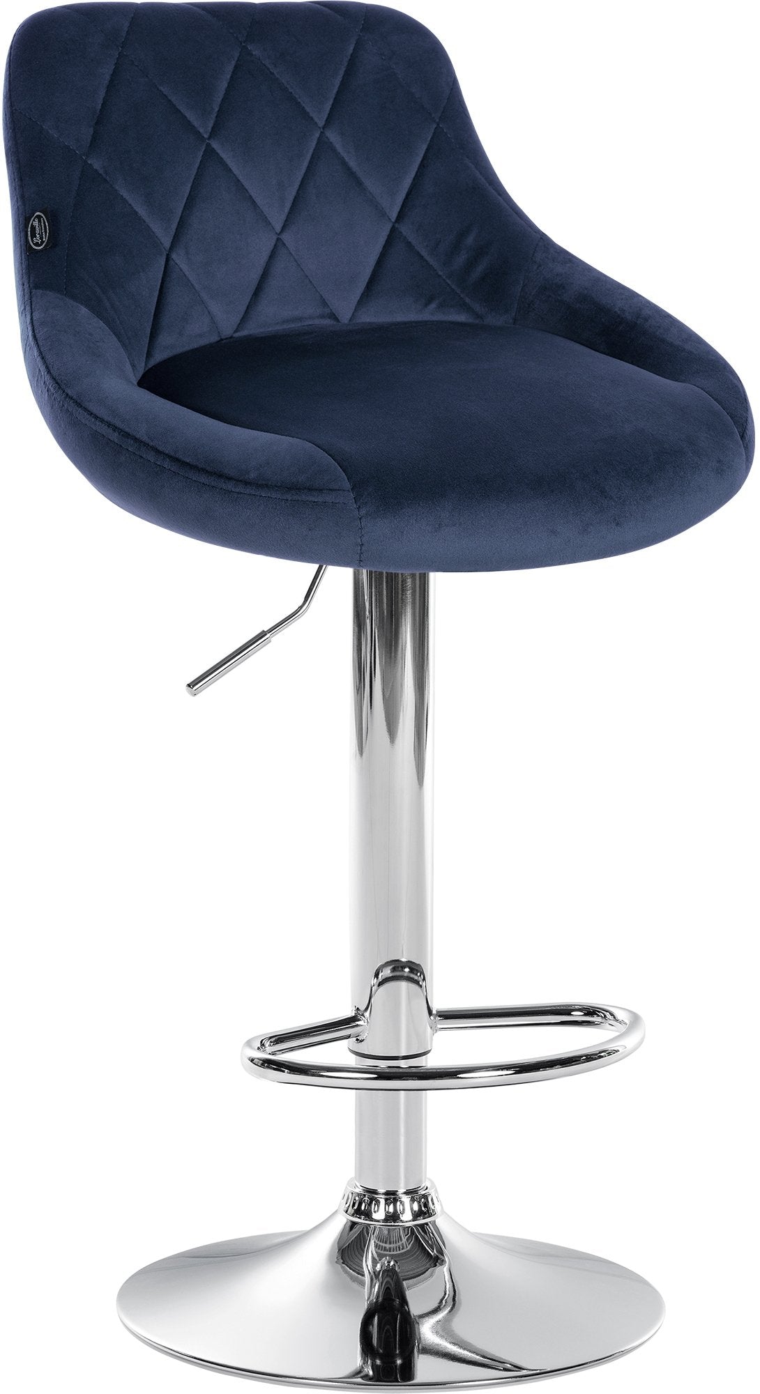 Fluwelen Barhocker - Elegante Kruk - 360° Draaibare Zitting met Gaslift en Voetensteun Kleur donkergrijs Onderstel Kleur chroom