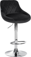 Fluwelen Barhocker - Elegante Kruk - 360° Draaibare Zitting met Gaslift en Voetensteun Kleur zwart Onderstel Kleur chroom