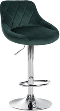 Fluwelen Barhocker - Elegante Kruk - 360° Draaibare Zitting met Gaslift en Voetensteun Kleur donkergroen Onderstel Kleur chroom