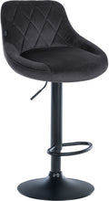 Fluwelen Barhocker - Elegante Kruk - 360° Draaibare Zitting met Gaslift en Voetensteun Kleur donkergrijs Onderstel Kleur zwart