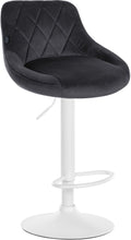 Fluwelen Barhocker - Elegante Kruk - 360° Draaibare Zitting met Gaslift en Voetensteun Kleur donkergrijs Onderstel Kleur wit