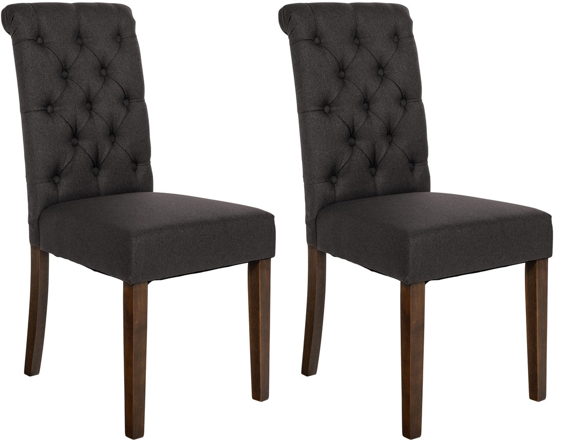 Set van 2 Eetkamerstoelen - Keukenstoelen - Comfortabele Fluwelen Bekleding Kleur zwart Materiaal Stof