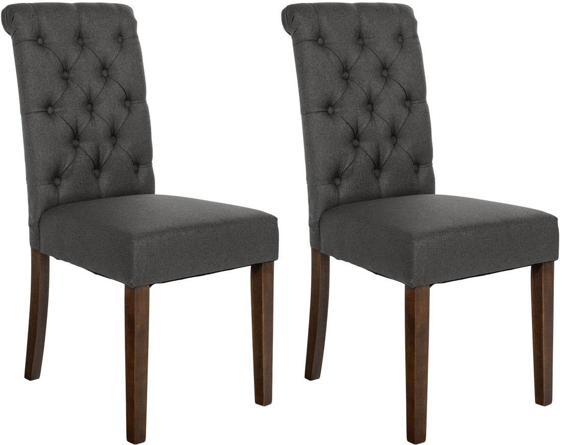 Set van 2 Eetkamerstoelen - Dining Chairs - Optimaal Comfort & Stabiel Houten Frame Kleur donkergrijs