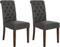 Set van 2 Eetkamerstoelen - Dining Chairs - Optimaal Comfort & Stabiel Houten Frame Kleur donkergrijs