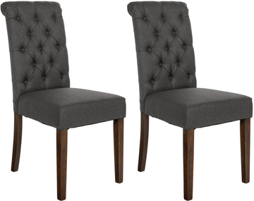 Set van 2 Eetkamerstoelen - Dining Chairs - Optimaal Comfort & Stabiel Houten Frame Kleur donkergrijs