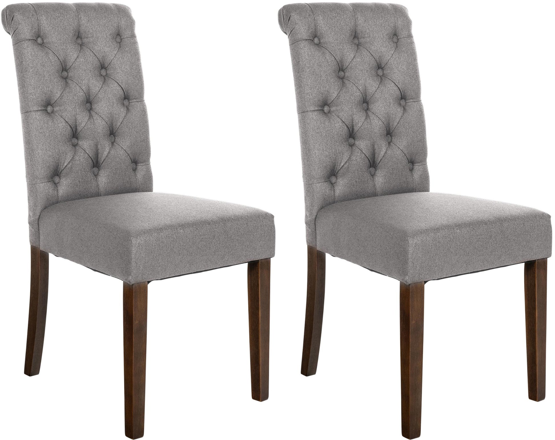 Set van 2 Eetkamerstoelen - Keukenstoelen - Comfortabele Fluwelen Bekleding Kleur grijs Materiaal Stof