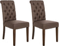 Set van 2 Eetkamerstoelen - Keukenstoelen - Comfortabele Fluwelen Bekleding Kleur bruin Materiaal Stof