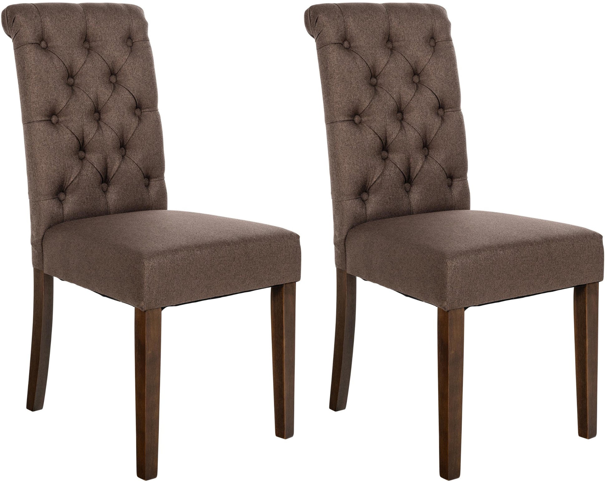 Set van 2 Eetkamerstoelen - Keukenstoelen - Comfortabele Fluwelen Bekleding Kleur bruin Materiaal Stof