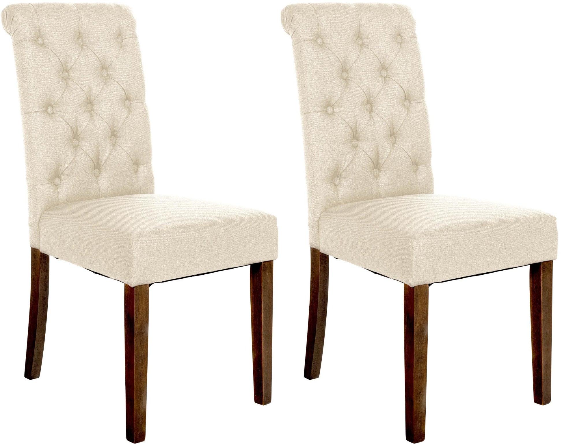 Set van 2 Eetkamerstoelen - Keukenstoelen - Comfortabele Fluwelen Bekleding Kleur crème Materiaal Stof