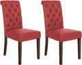 Set van 2 Eetkamerstoelen - Keukenstoelen - Comfortabele Fluwelen Bekleding Kleur rood Materiaal Stof