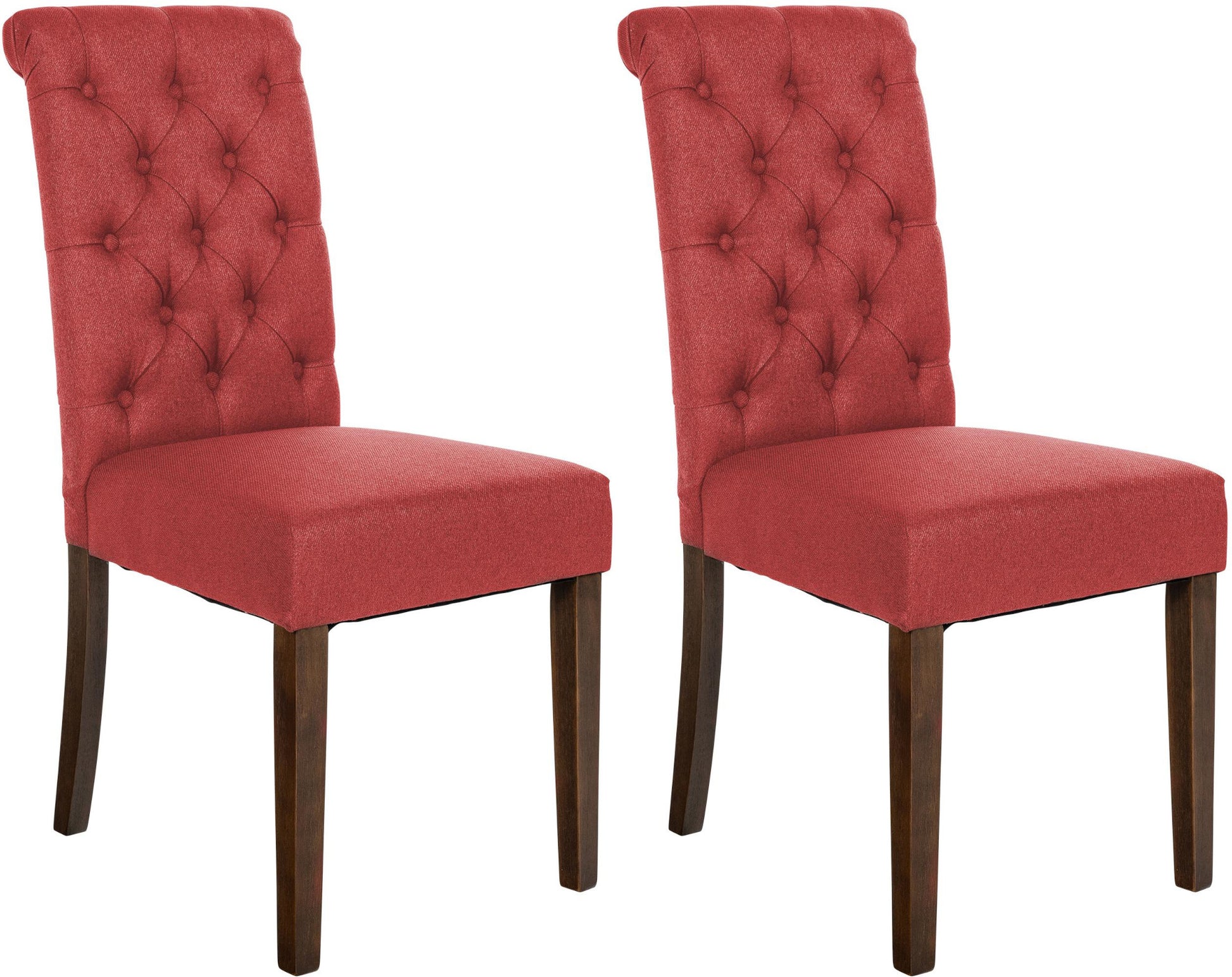 Set van 2 Eetkamerstoelen - Keukenstoelen - Comfortabele Fluwelen Bekleding Kleur rood Materiaal Stof