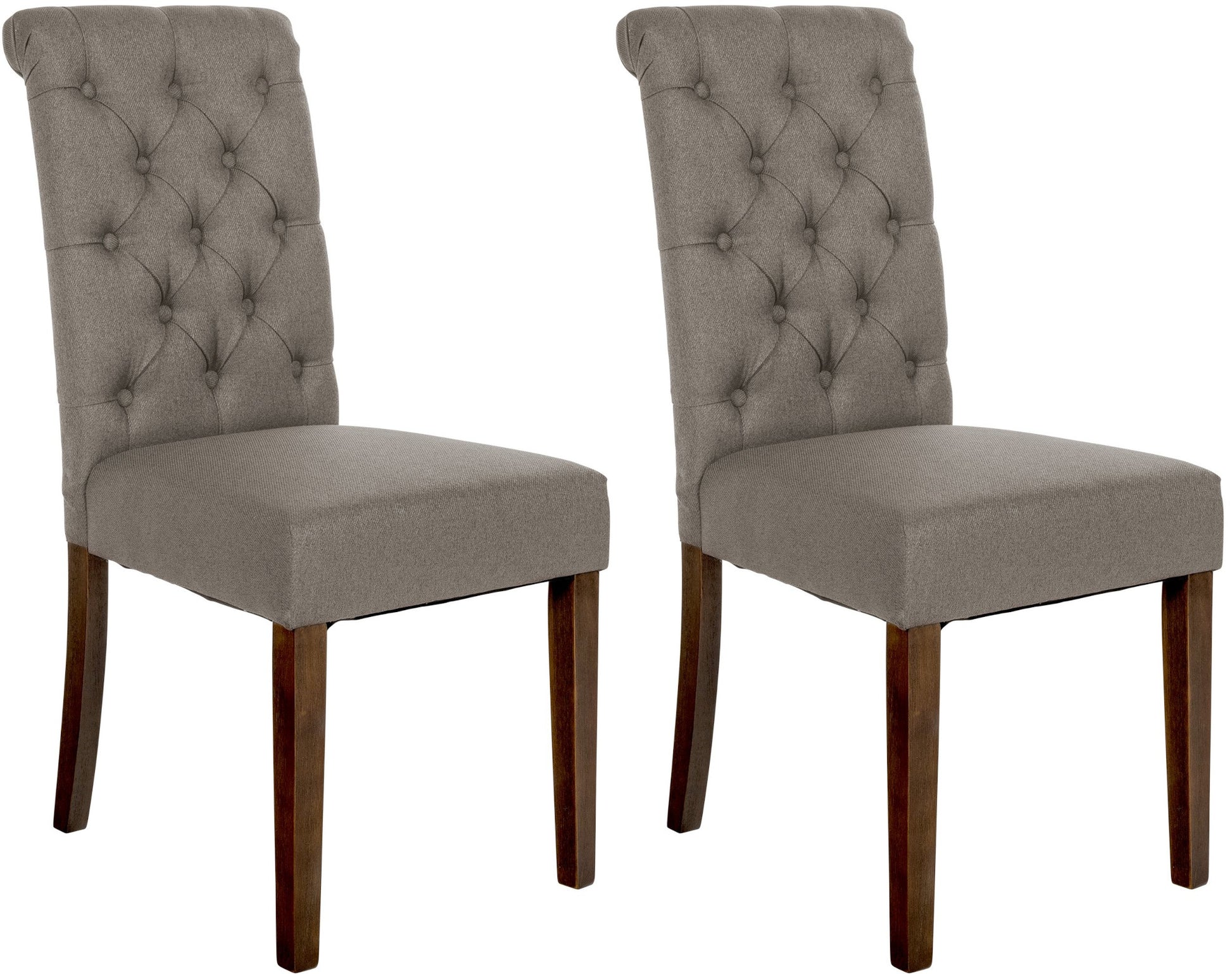 Set van 2 Eetkamerstoelen - Keukenstoelen - Comfortabele Fluwelen Bekleding Kleur taupe Materiaal Stof