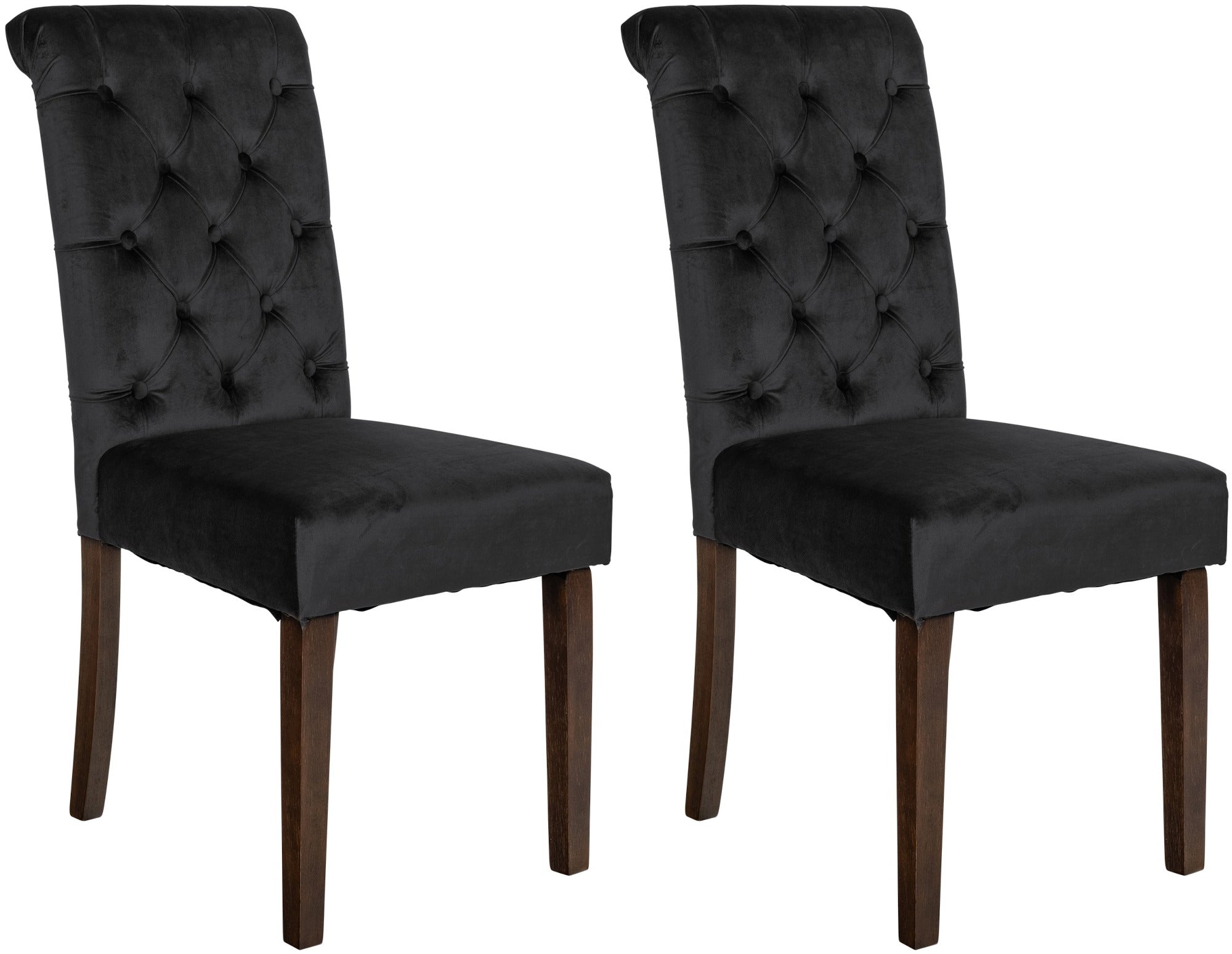 2-delige set Eetkamerstoelen - Keukenstoelen - Comfortabele Hoge Rugleuning Kleur zwart