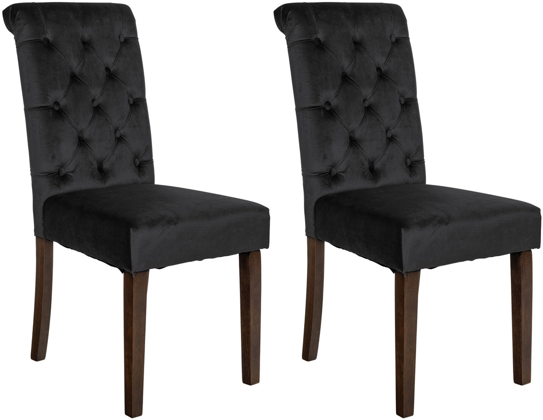 2-delige set Eetkamerstoelen - Keukenstoelen - Comfortabele Hoge Rugleuning Kleur zwart