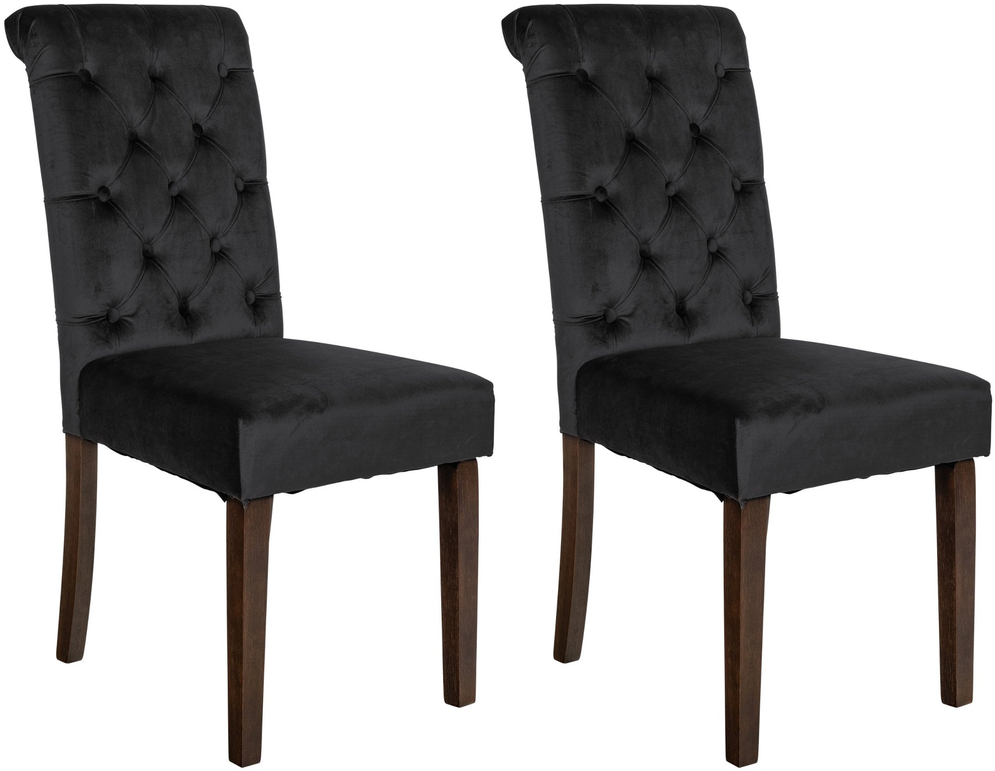 2-delige set Eetkamerstoelen - Keukenstoelen - Comfortabele Hoge Rugleuning Kleur zwart