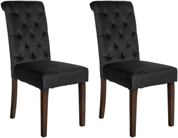 2-delige set Eetkamerstoelen - Keukenstoelen - Comfortabele Hoge Rugleuning Kleur zwart