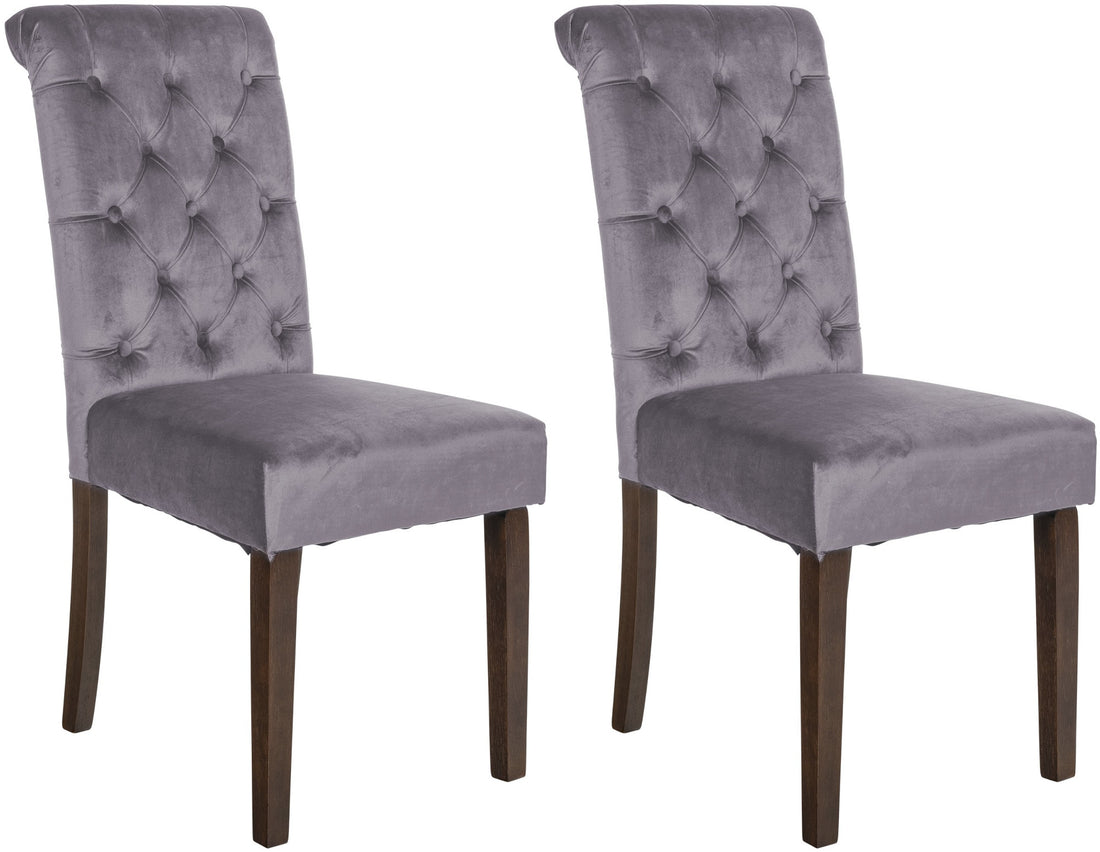 Set van 2 Eetkamerstoelen - Keukenstoelen - Extra Comfort & Stijlvolle Hoge Rugleuning Kleur donkergrijs
