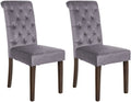 Set van 2 Eetkamerstoelen - Keukenstoelen - Extra Comfort & Stijlvolle Hoge Rugleuning Kleur donkergrijs