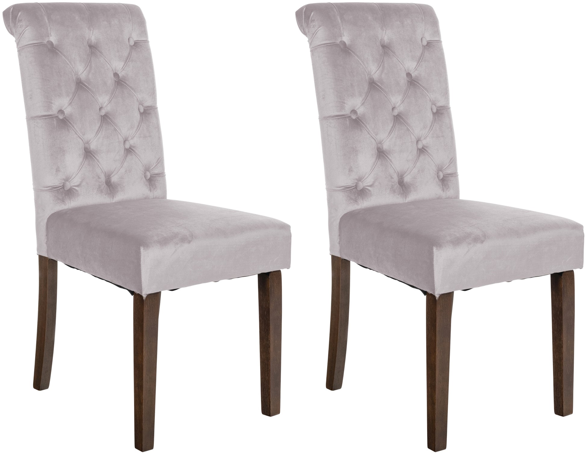 Set van 2 Eetkamerstoelen - Keukenstoelen - Comfortabele Fluwelen Bekleding Kleur grijs Materiaal zacht
